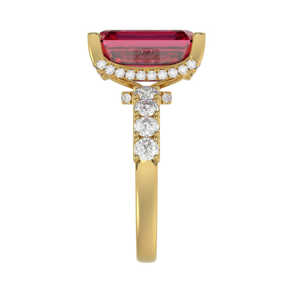 14K YELLOW GOLD 12 1/6CT ROUND/EMERALD RUBY DIAMOND LADIES RING (CENTER STONE EMERALD RUBY DIAMOND 11 1/6CT)