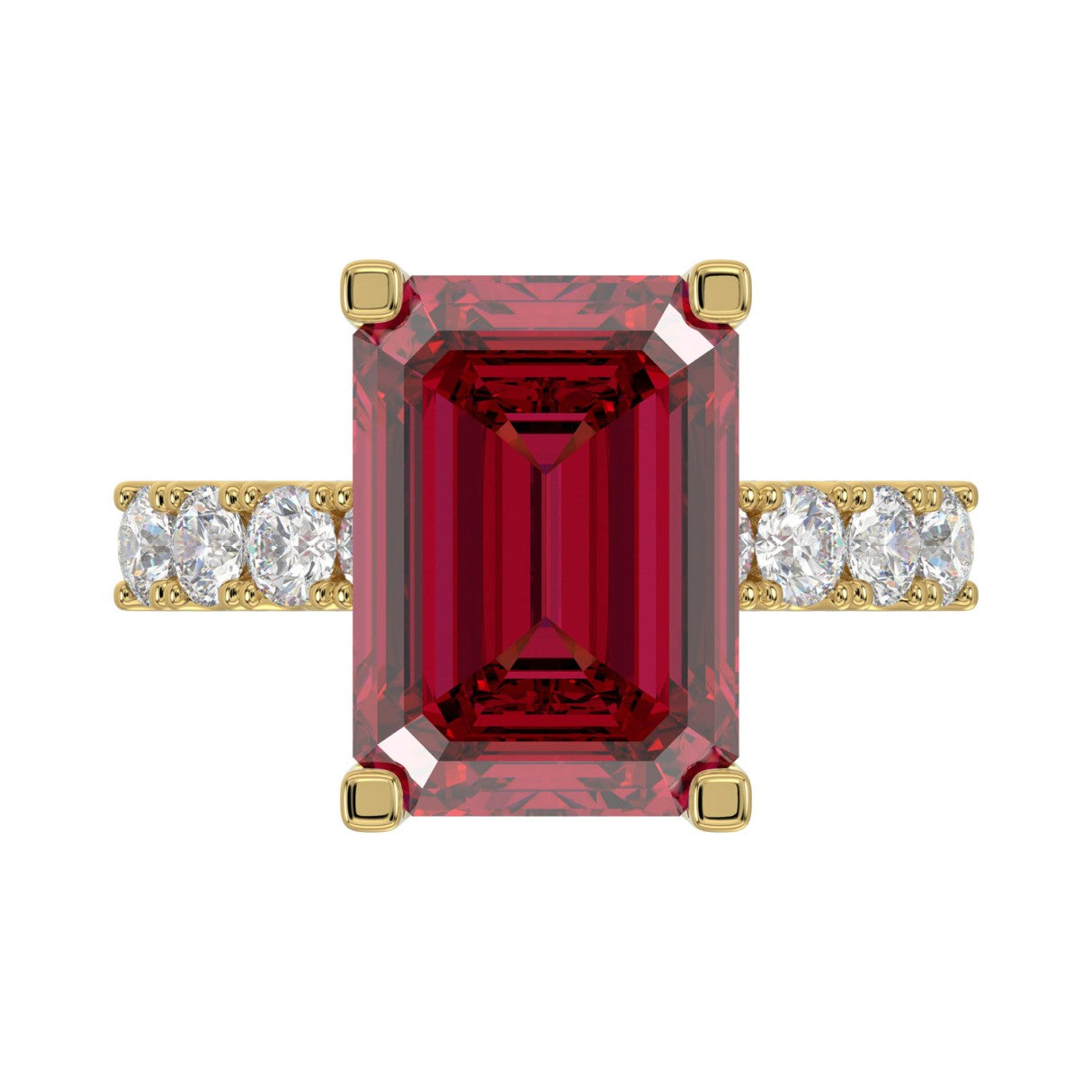 14K YELLOW GOLD 12 1/6CT ROUND/EMERALD RUBY DIAMOND LADIES RING (CENTER STONE EMERALD RUBY DIAMOND 11 1/6CT)