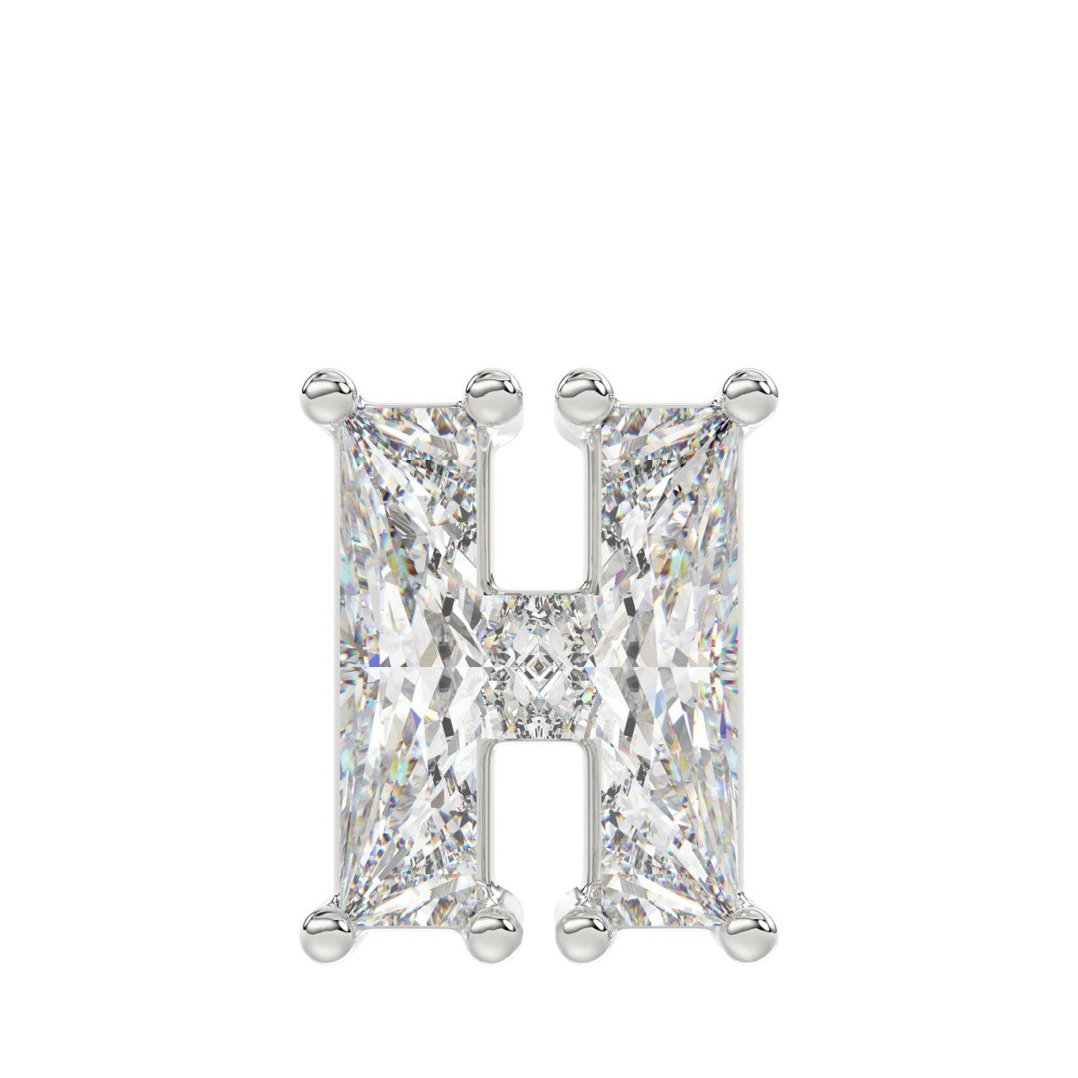 14K WHITE GOLD 1 1/3CT FANCY CUT ALPHABET DIAMOND MEN'S CHARM PENDANT