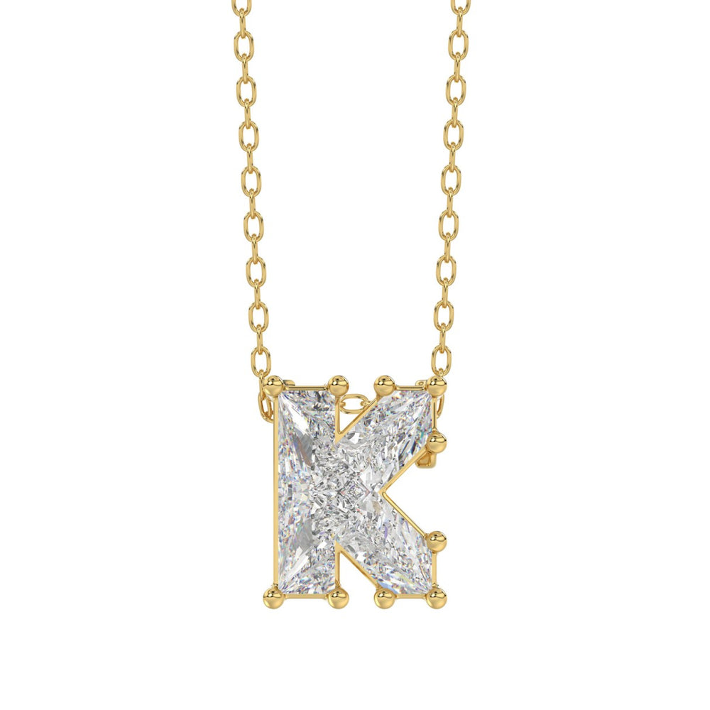 14K YELLOW GOLD 1 1/2CT FANCY CUT ALPHABET DIAMOND LADIES PENDANT WITH CHAIN