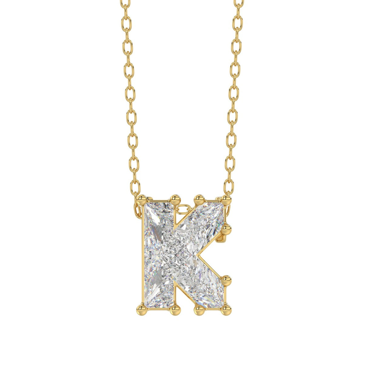 14K YELLOW GOLD 1 1/2CT FANCY CUT ALPHABET DIAMOND LADIES PENDANT WITH CHAIN