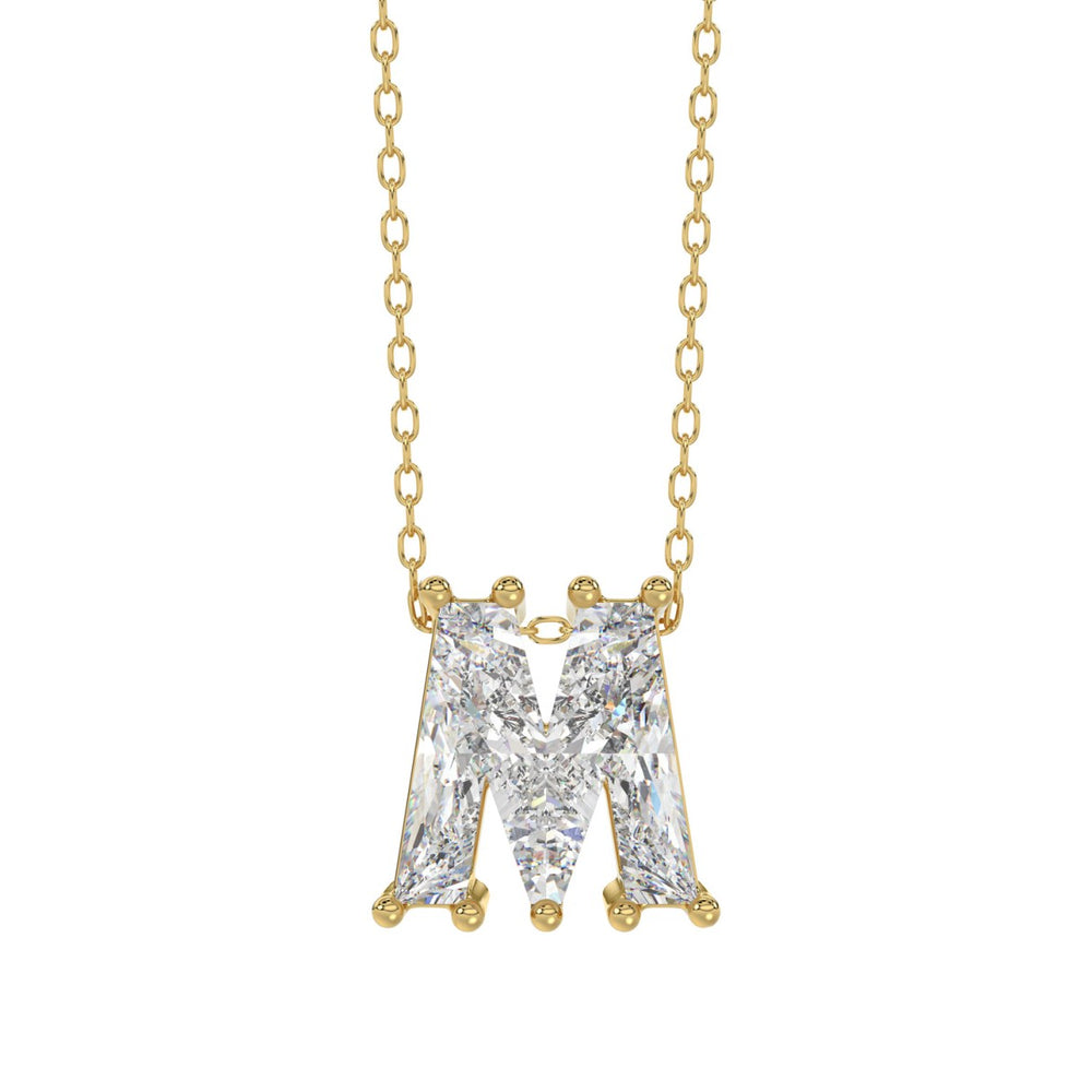 14K YELLOW GOLD 1 5/8CT FANCY CUT ALPHABET DIAMOND LADIES PENDANT WITH CHAIN