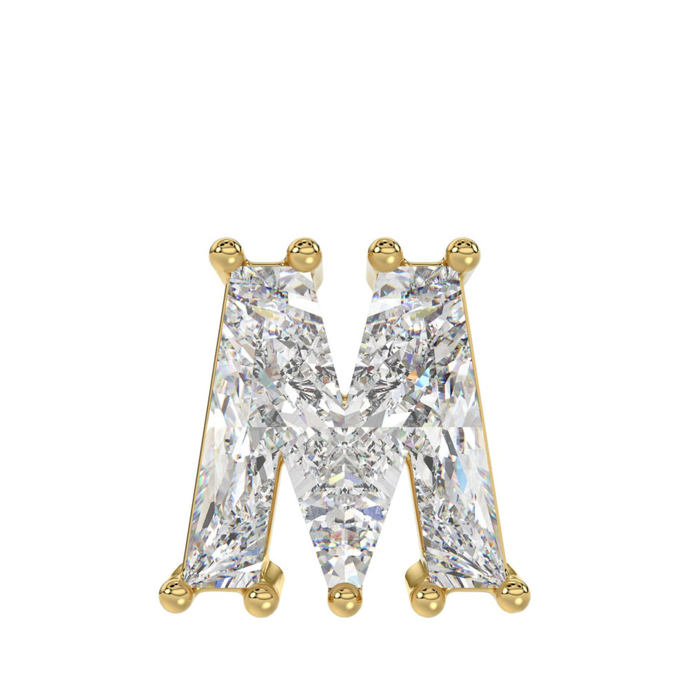 14K YELLOW GOLD 1 5/8CT FANCY CUT ALPHABET DIAMOND MEN'S CHARM PENDANT