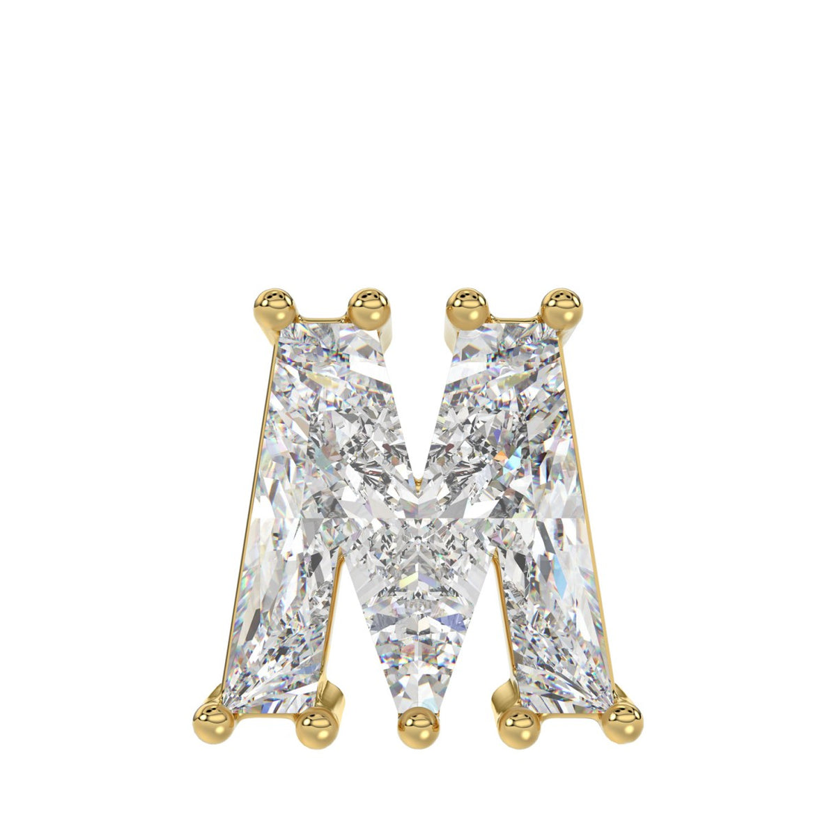 14K YELLOW GOLD 1 5/8CT FANCY CUT ALPHABET DIAMOND MEN'S CHARM PENDANT