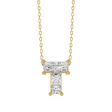14K YELLOW GOLD 1.00CT FANCY CUT ALPHABET DIAMOND LADIES PENDANT WITH CHAIN