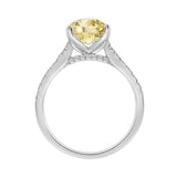 14K WHITE GOLD 3 1/3CT ROUND/PEAR DIAMOND LADIES RING (CENTER STONE YELLOW PEAR DIAMOND 3CT)