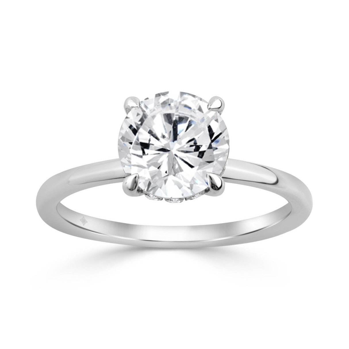 14K WHITE GOLD 2.00CT ROUND DIAMOND LADIES RING (CENTER STONE ROUND DIAMOND 2CT)