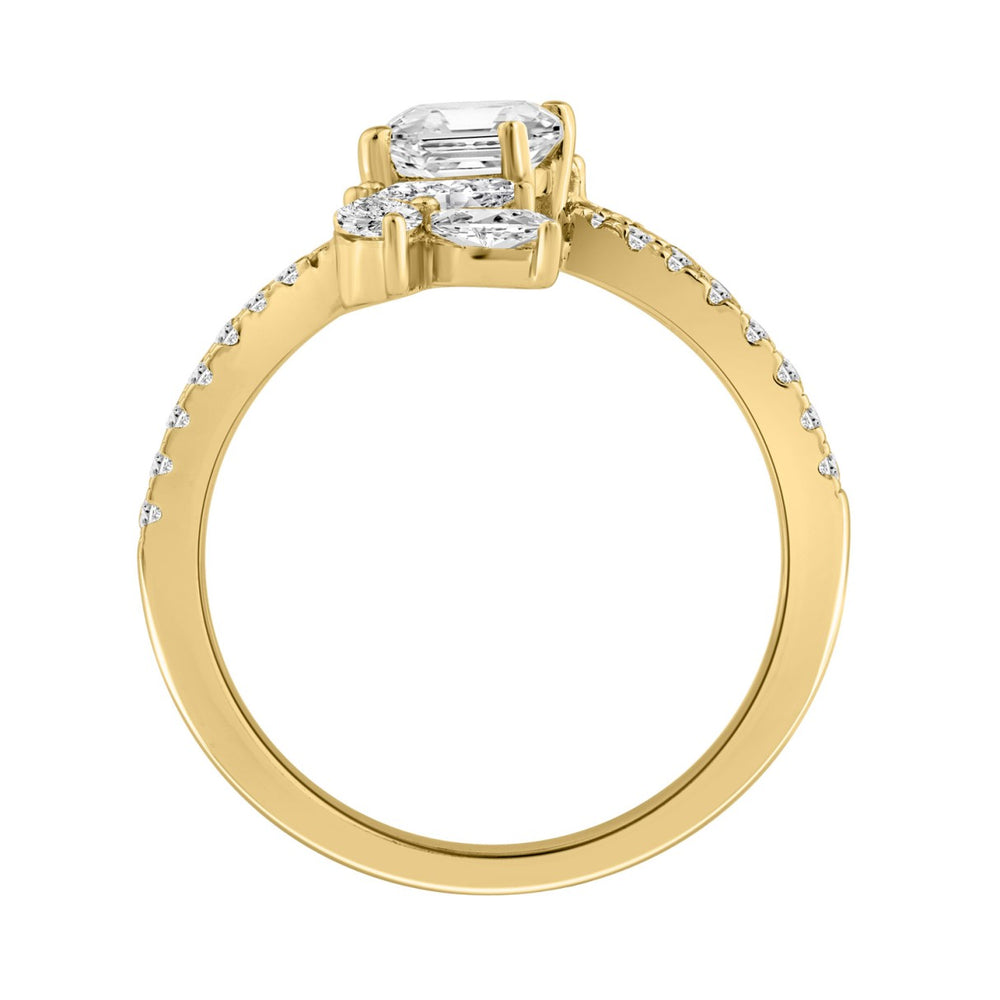 14K YELLOW GOLD 1 1/2CT ROUND/MARQUISE/CUSHION DIAMOND LADIES RING (CENTER STONE CUSHION DIAMOND 1/2CT)