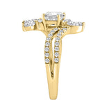 14K YELLOW GOLD 1 1/2CT ROUND/MARQUISE/CUSHION DIAMOND LADIES RING (CENTER STONE CUSHION DIAMOND 1/2CT)