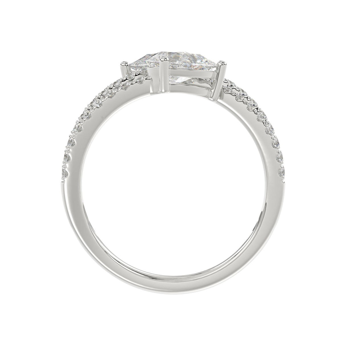14K WHITE GOLD 1 1/2CT ROUND/PEAR DIAMOND LADIES RING (CENTER STONE PEAR DIAMOND 1CT)