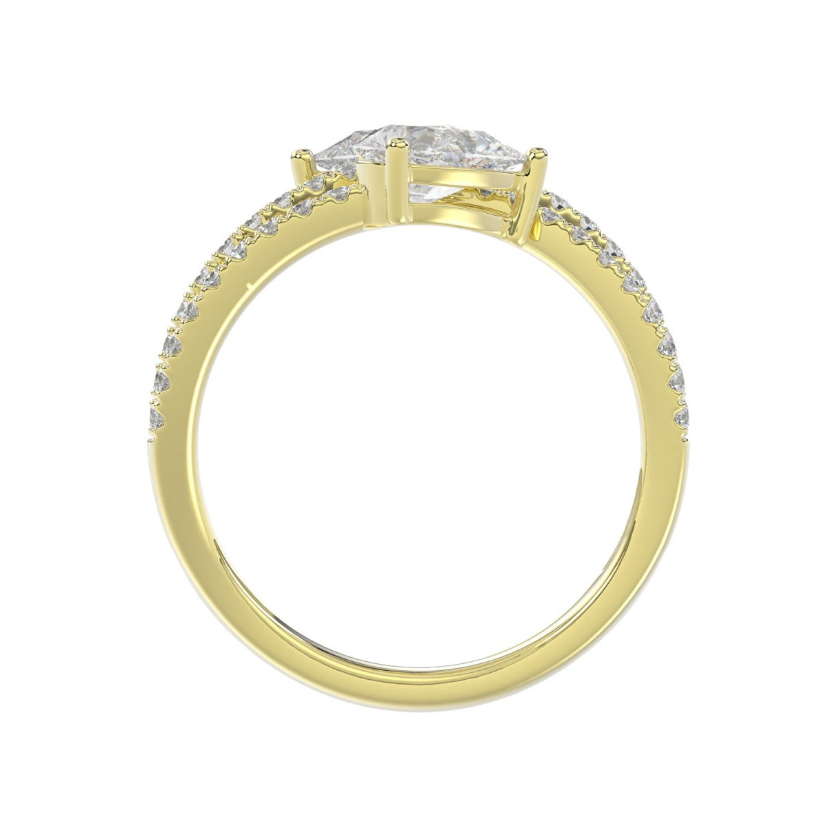 14K YELLOW GOLD 1 1/2CT ROUND/PEAR DIAMOND LADIES RING (CENTER STONE PEAR DIAMOND 1CT)