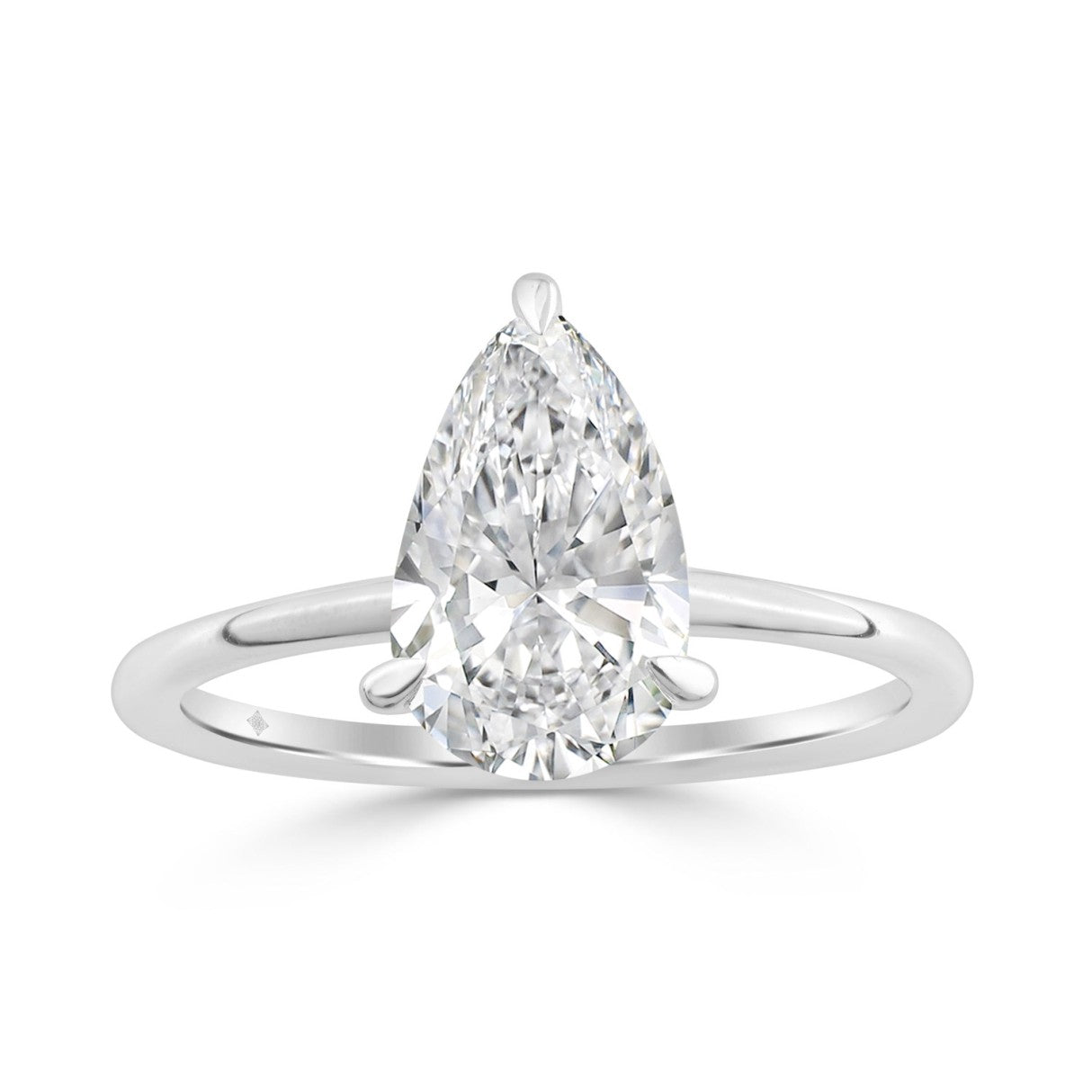14K WHITE GOLD 2.00CT PEAR/ROUND DIAMOND LADIES RING (CENTER STONE PEAR DIAMOND 2CT)