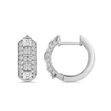 14K WHITE GOLD 1.00CT ROUND/PRINCESS/BAGUETTE DIAMOND LADIES EARRINGS