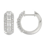 14K WHITE GOLD 1.00CT ROUND/PRINCESS/BAGUETTE DIAMOND LADIES EARRINGS