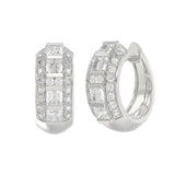 14K WHITE GOLD 1.00CT ROUND/PRINCESS/BAGUETTE DIAMOND LADIES EARRINGS