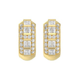 14K YELLOW GOLD 1.00CT ROUND/PRINCESS/BAGUETTE DIAMOND LADIES EARRINGS