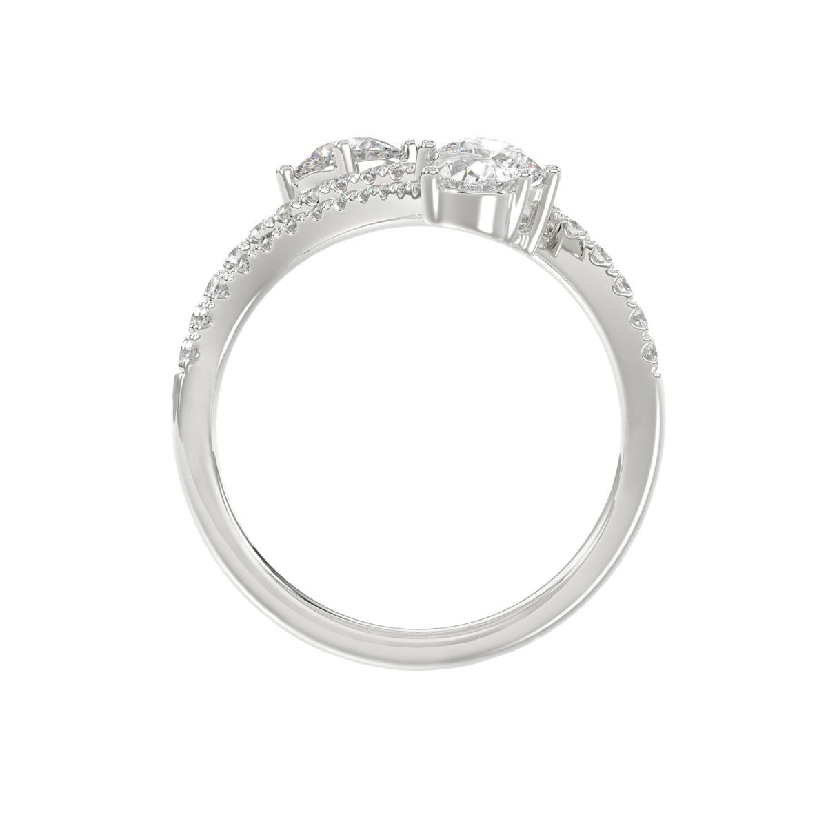 14K WHITE GOLD 2.00CT ROUND/PEAR DIAMOND LADIES RING