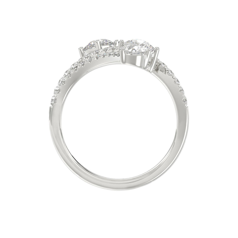 14K WHITE GOLD 2.00CT ROUND/PEAR DIAMOND LADIES RING