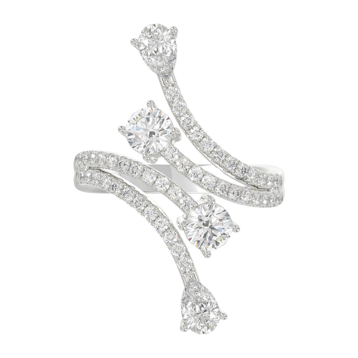 14K WHITE GOLD 2.00CT ROUND/PEAR DIAMOND LADIES RING