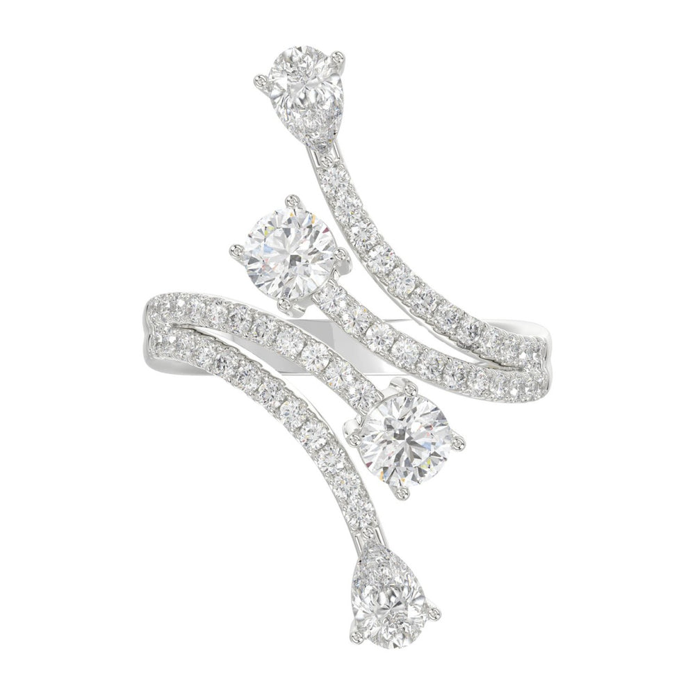 14K WHITE GOLD 2.00CT ROUND/PEAR DIAMOND LADIES RING