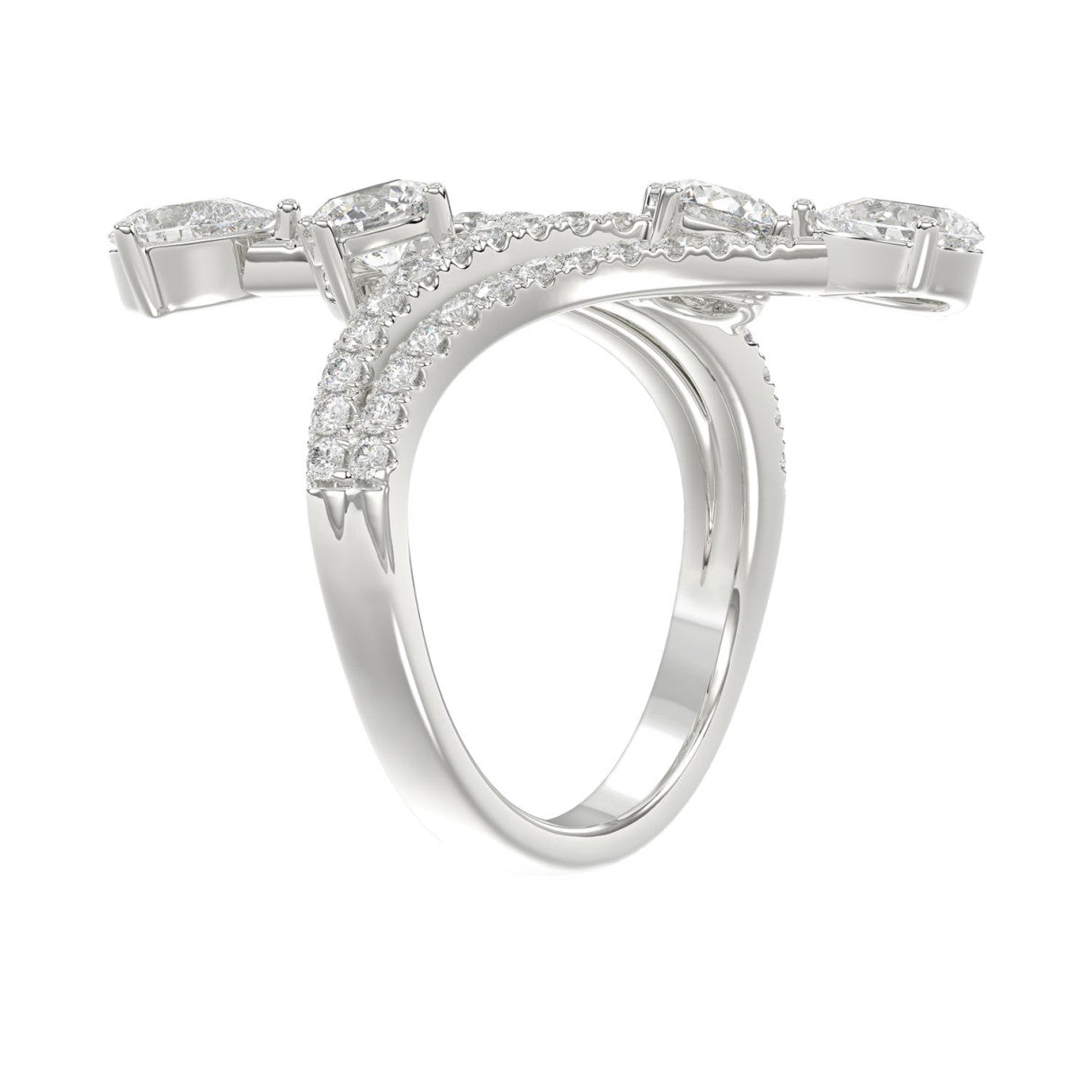 14K WHITE GOLD 2.00CT ROUND/PEAR DIAMOND LADIES RING