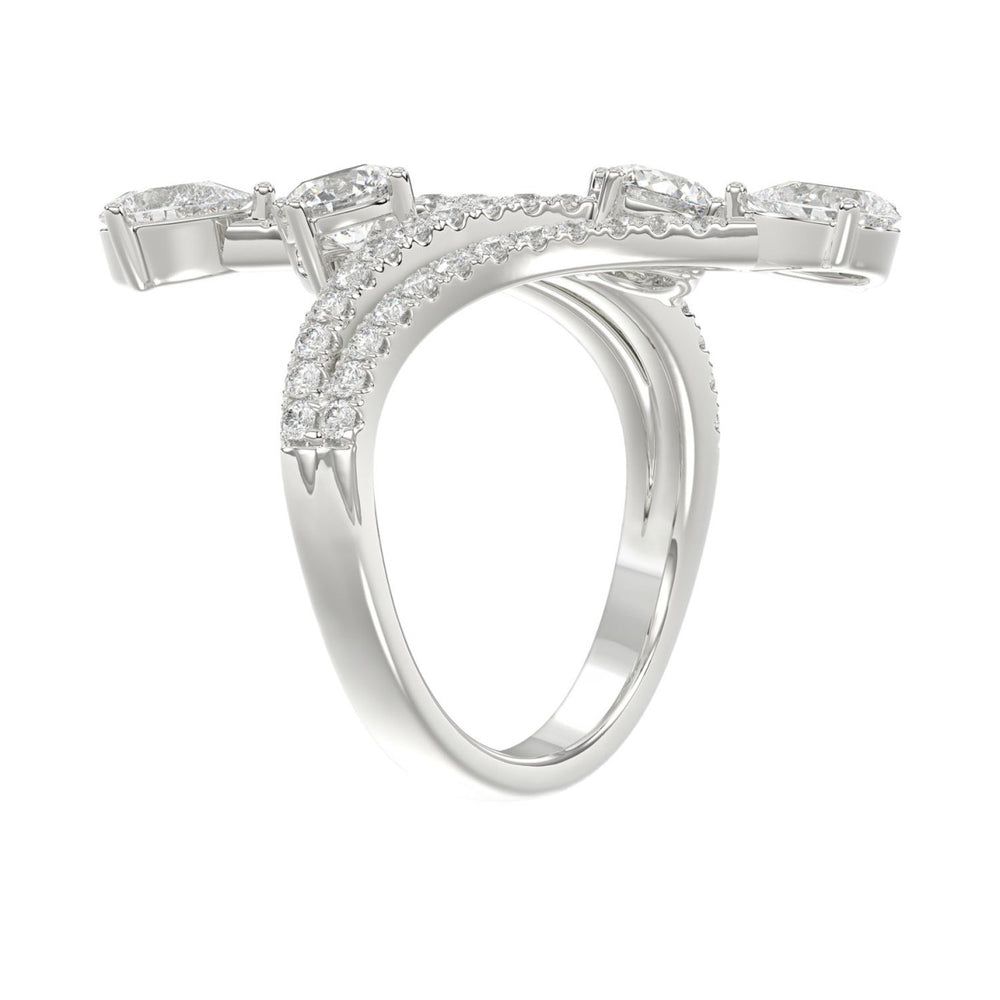14K WHITE GOLD 2.00CT ROUND/PEAR DIAMOND LADIES RING