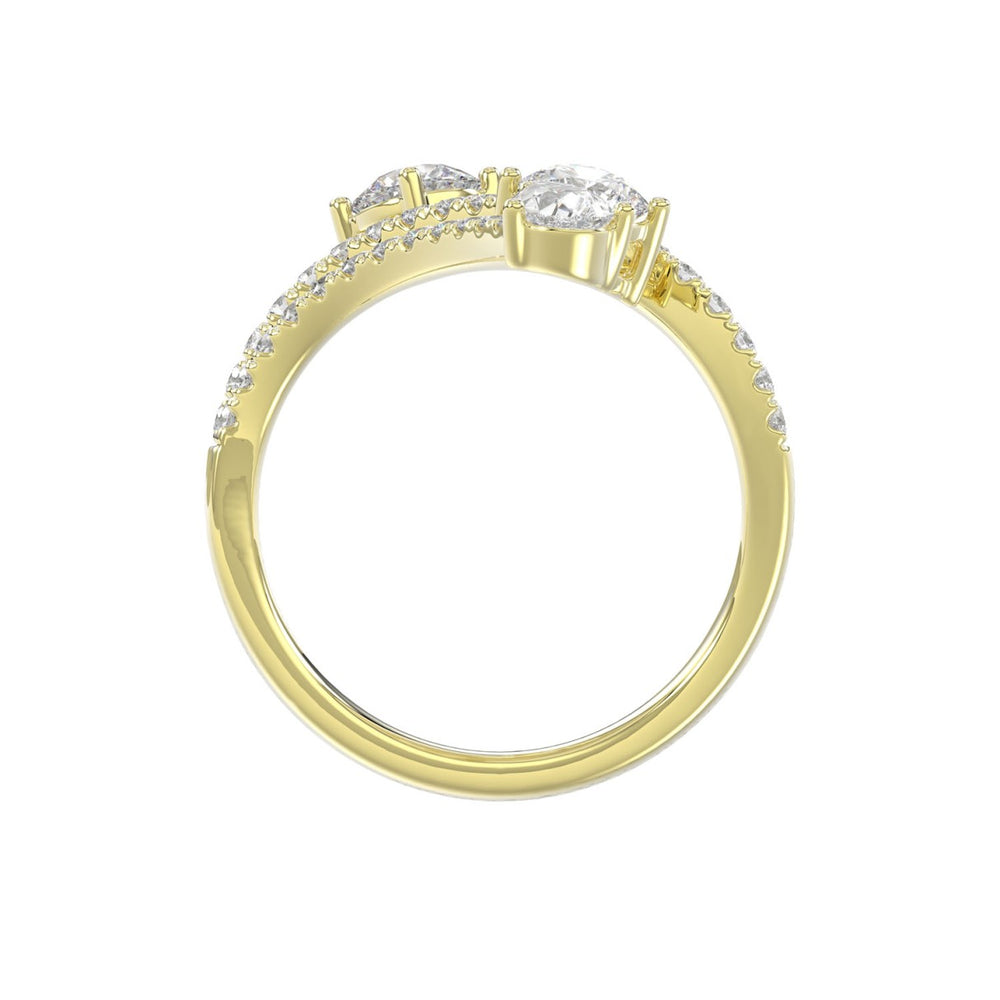 14K YELLOW GOLD 2.00CT ROUND/PEAR DIAMOND LADIES RING