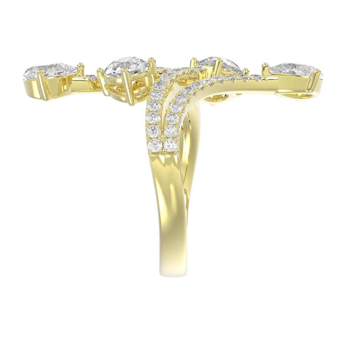 14K YELLOW GOLD 2.00CT ROUND/PEAR DIAMOND LADIES RING