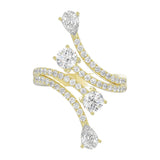 14K YELLOW GOLD 2.00CT ROUND/PEAR DIAMOND LADIES RING
