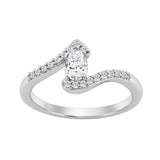 14K WHITE GOLD 3/8CT ROUND/PEAR DIAMOND LADIES RING (CENTER STONE PEAR DIAMOND 1/4CT)
