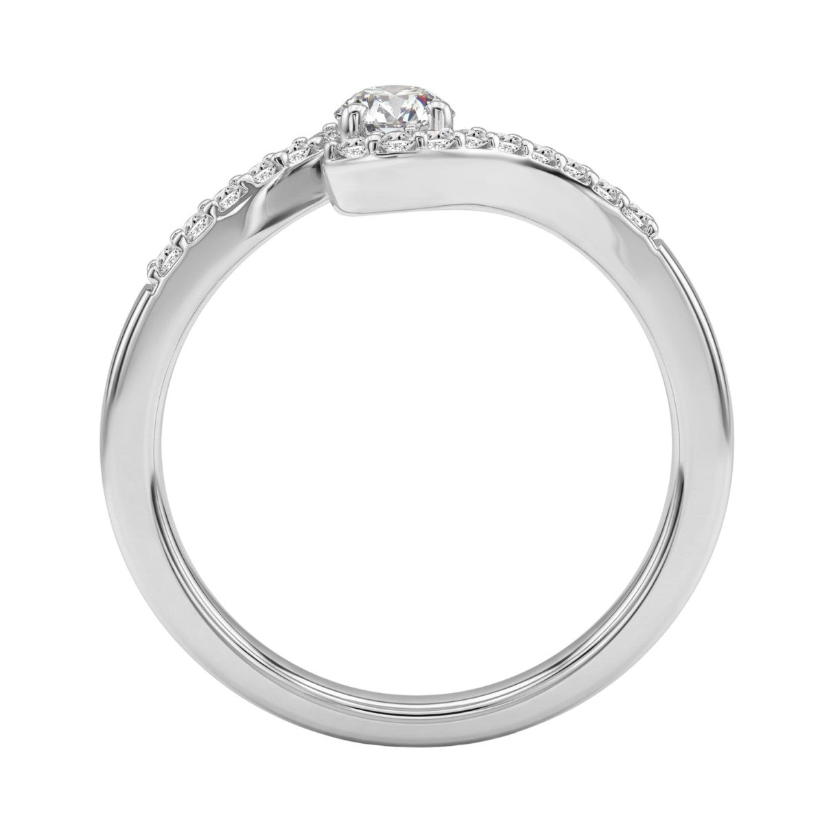 14K WHITE GOLD 3/8CT ROUND/PEAR DIAMOND LADIES RING (CENTER STONE PEAR DIAMOND 1/4CT)