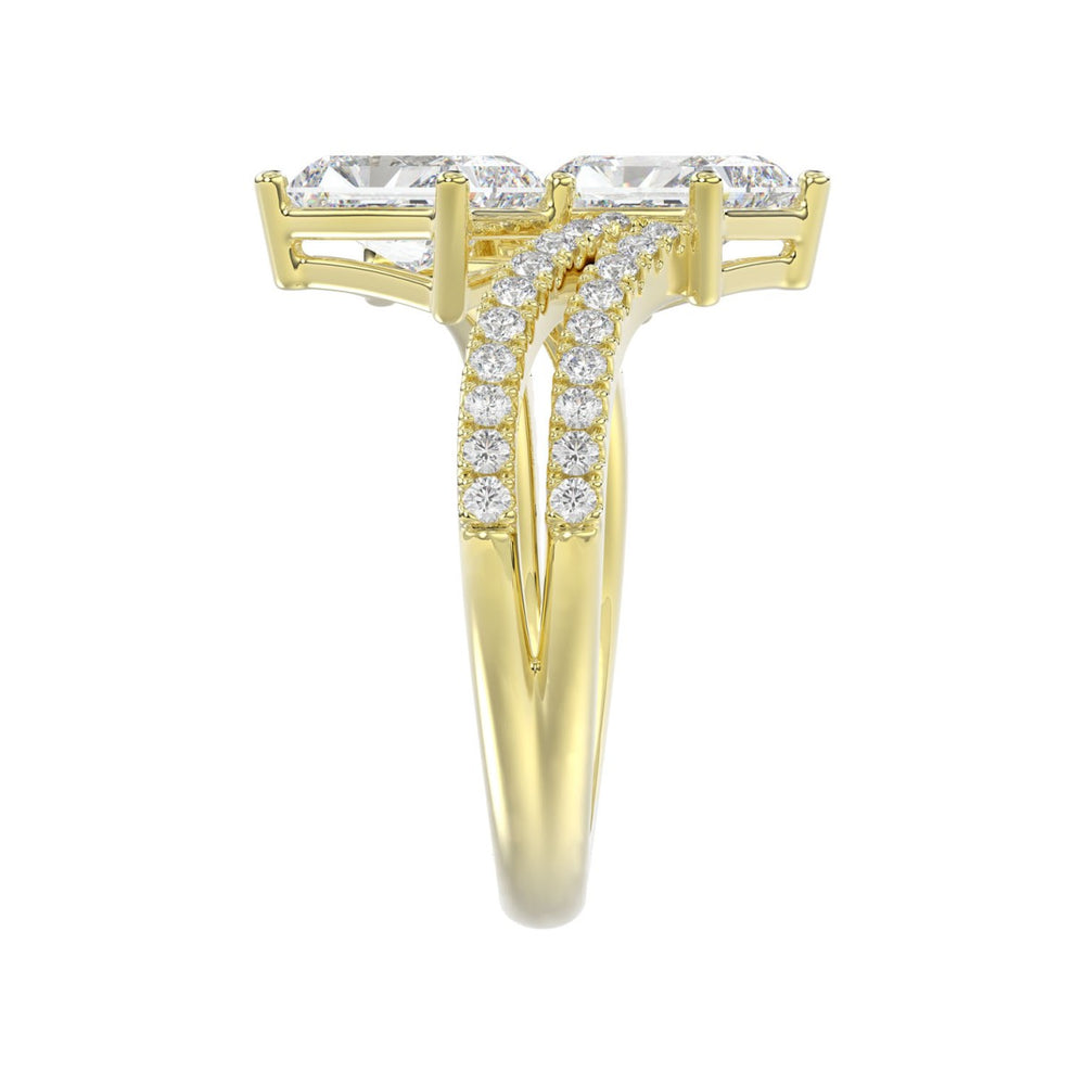 14K YELLOW GOLD 2 1/4CT ROUND/RADIANT DIAMOND LADIES RING (CENTER STONE RADIANT DIAMOND 2CT)