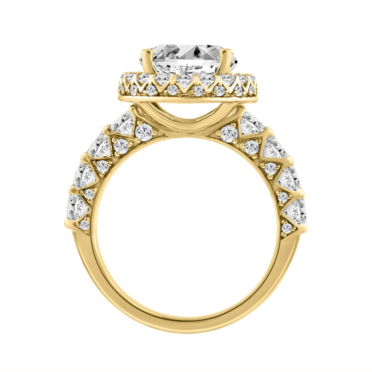 14K YELLOW GOLD 4 1/2CT ROUND DIAMOND LADIES RING (CENTER STONE ROUND DIAMOND 3CT)