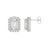 14K WHITE GOLD 2 1/3CT ROUND/EMERALD DIAMOND LADIES EARRINGS (CENTER STONE EMERALD DIAMOND 1CT)