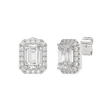 14K WHITE GOLD 2 1/3CT ROUND/EMERALD DIAMOND LADIES EARRINGS (CENTER STONE EMERALD DIAMOND 1CT)