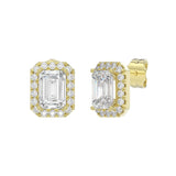 14K YELLOW GOLD 2 1/3CT ROUND/EMERALD DIAMOND LADIES EARRINGS (CENTER STONE EMERALD DIAMOND 1CT)