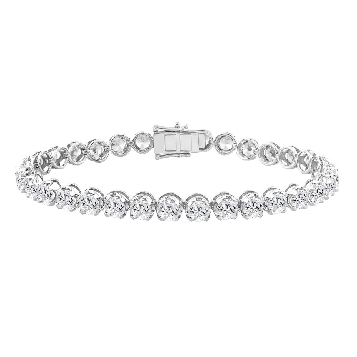 14K WHITE GOLD 10.00CT ROUND DIAMOND LADIES BRACELET