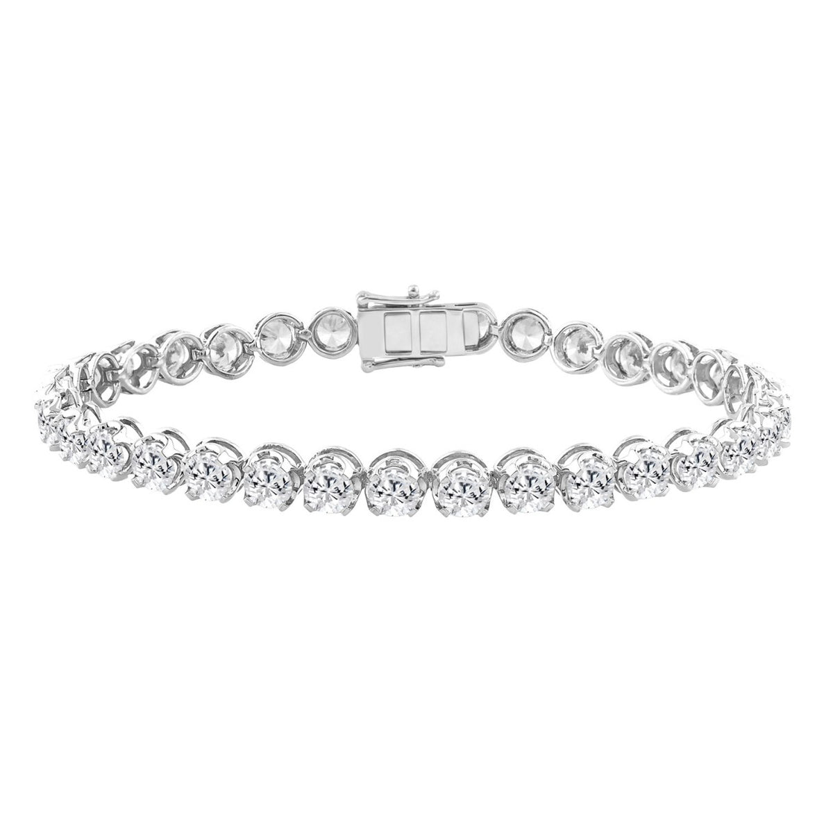 14K WHITE GOLD 10.00CT ROUND DIAMOND LADIES BRACELET