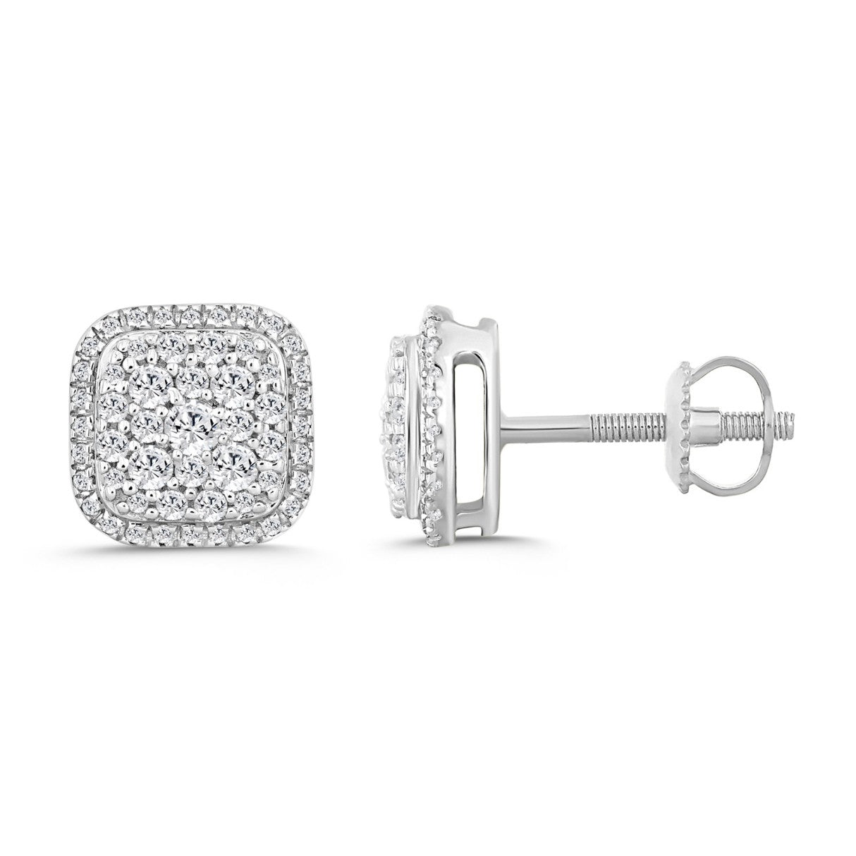 14K WHITE GOLD 1/2CT ROUND DIAMOND LADIES EARRINGS
