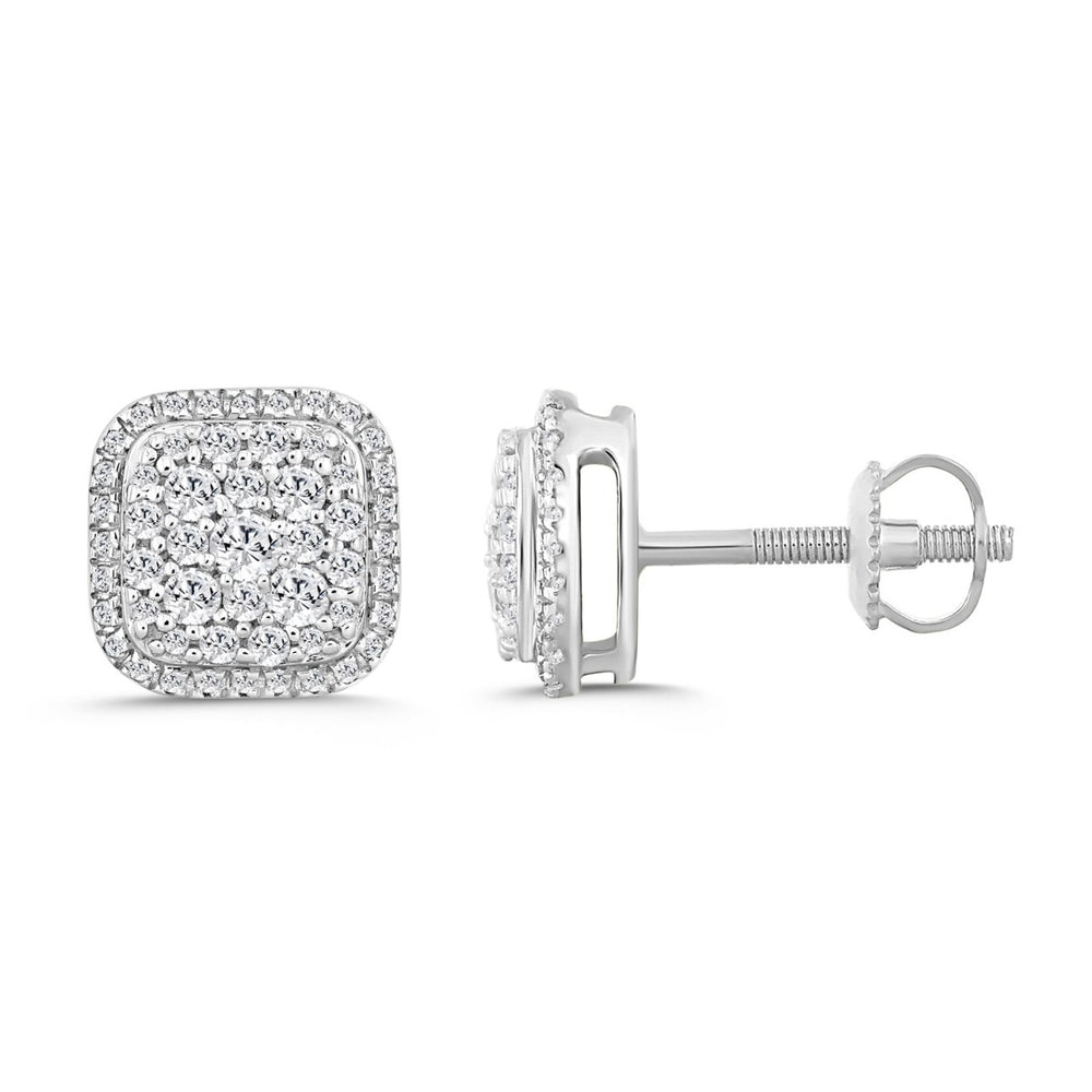 14K WHITE GOLD 1/2CT ROUND DIAMOND LADIES EARRINGS