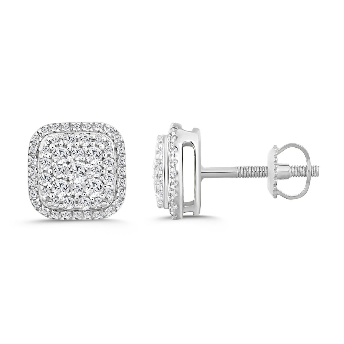 14K WHITE GOLD 1/2CT ROUND DIAMOND LADIES EARRINGS