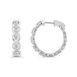 14K WHITE GOLD 1.00CT OVAL DIAMOND HOOP EARRINGS