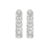 14K WHITE GOLD 1.00CT OVAL DIAMOND HOOP EARRINGS