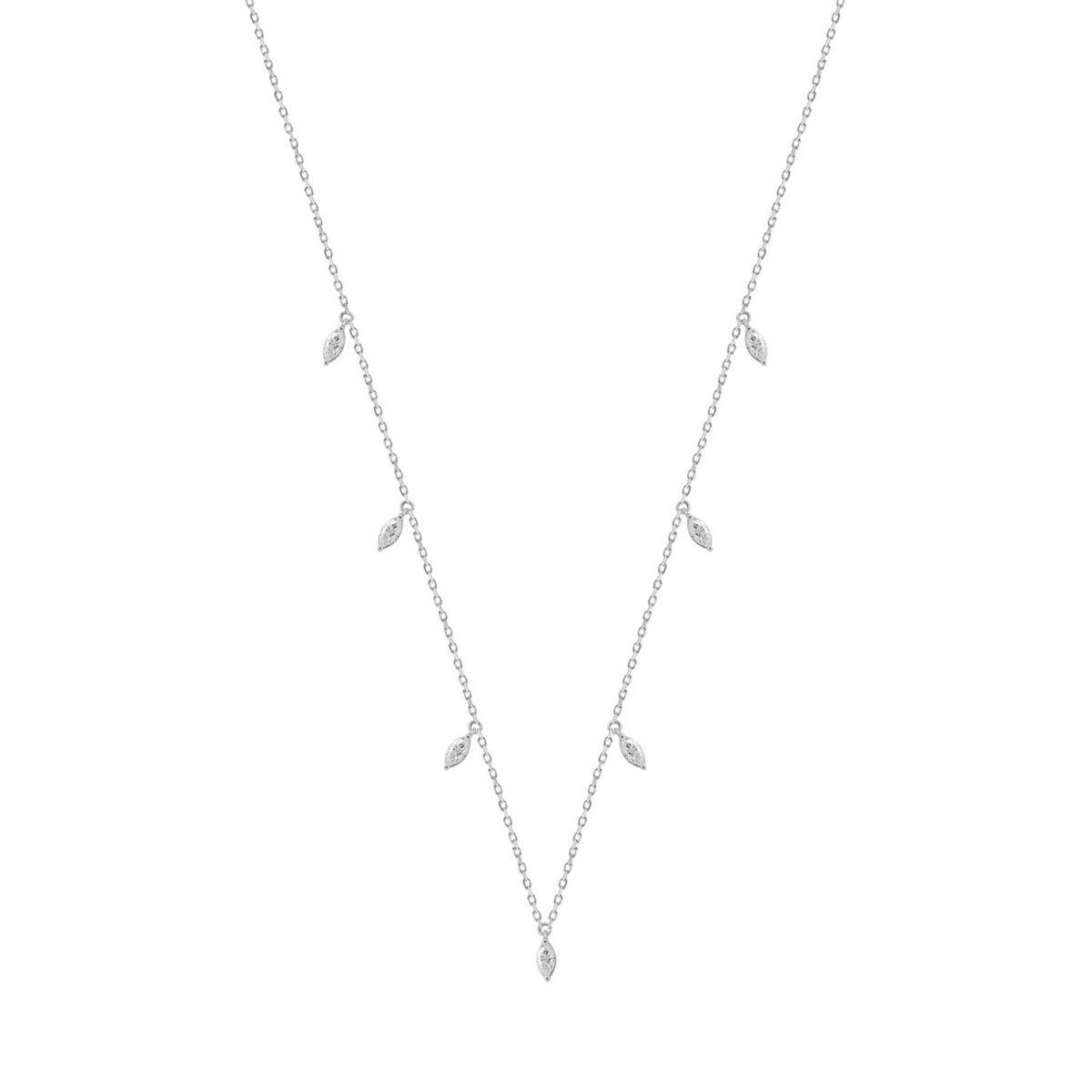 14K WHITE GOLD 1.00CT MARQUISE DIAMOND LADIES NECKLACE