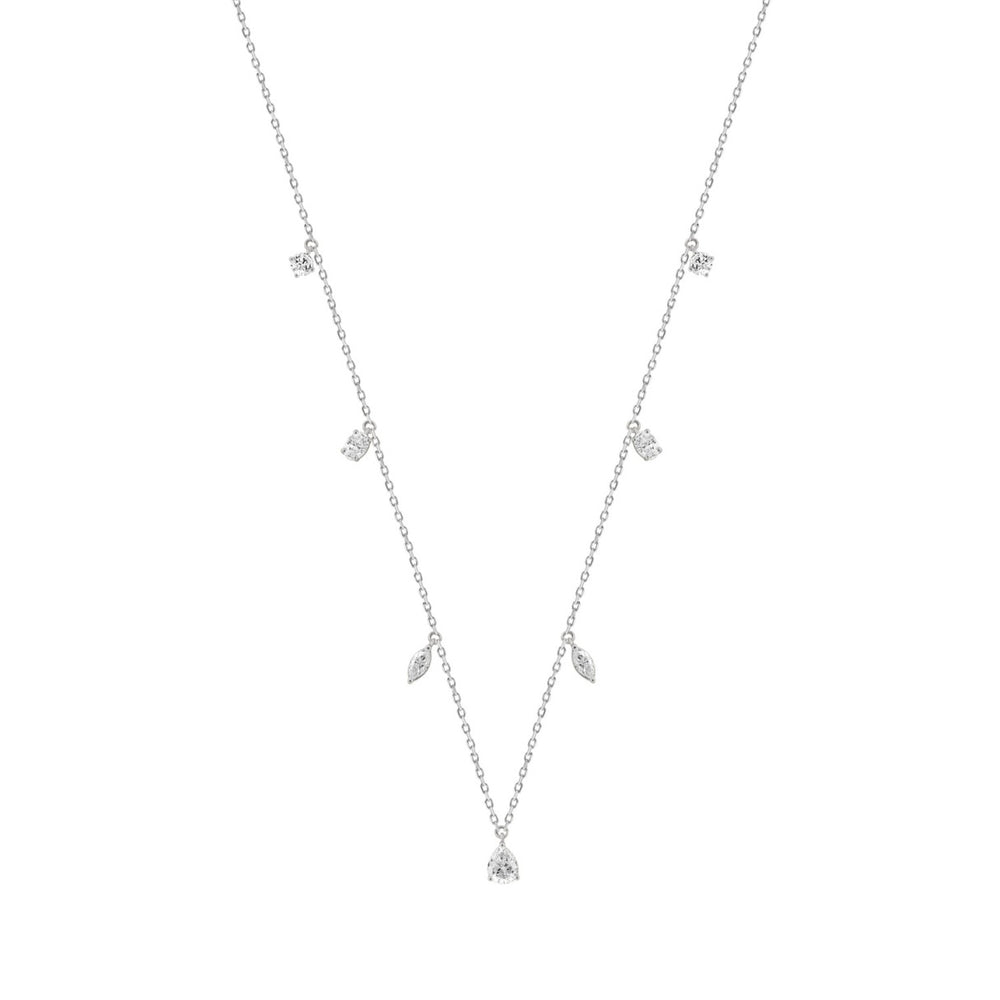 14K WHITE GOLD 1.00CT ROUND/PEAR/MARQUISE/OVAL DIAMOND LADIES NECKLACE