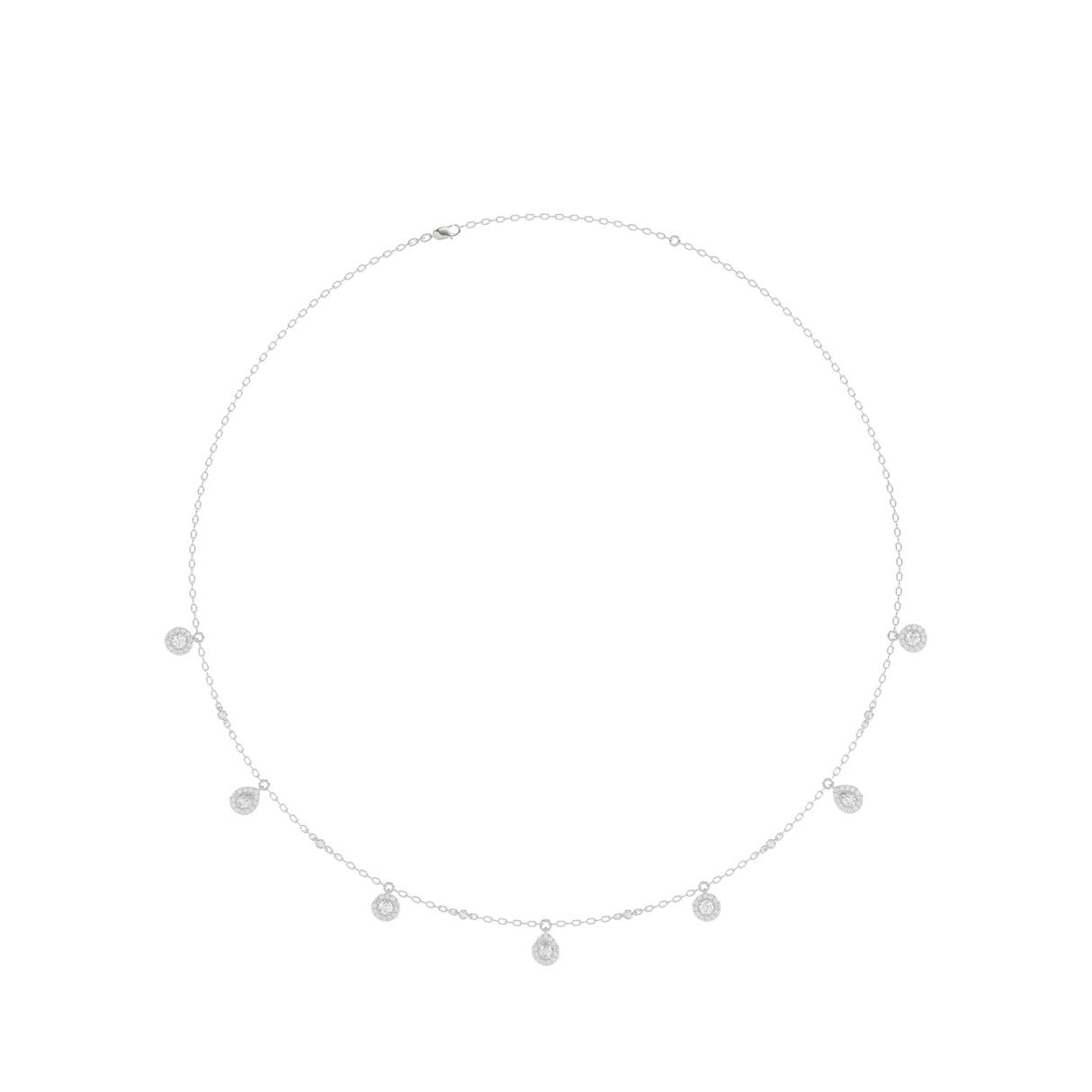 14K WHITE GOLD 1.00CT ROUND DIAMOND LADIES NECKLACE