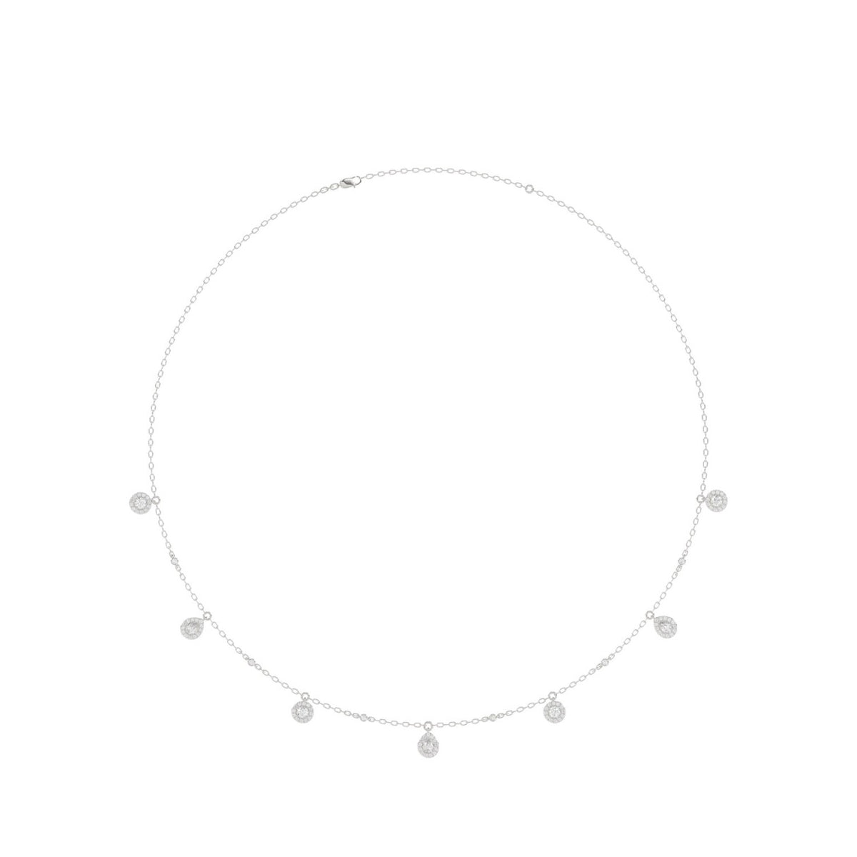 14K WHITE GOLD 1.00CT ROUND DIAMOND LADIES NECKLACE