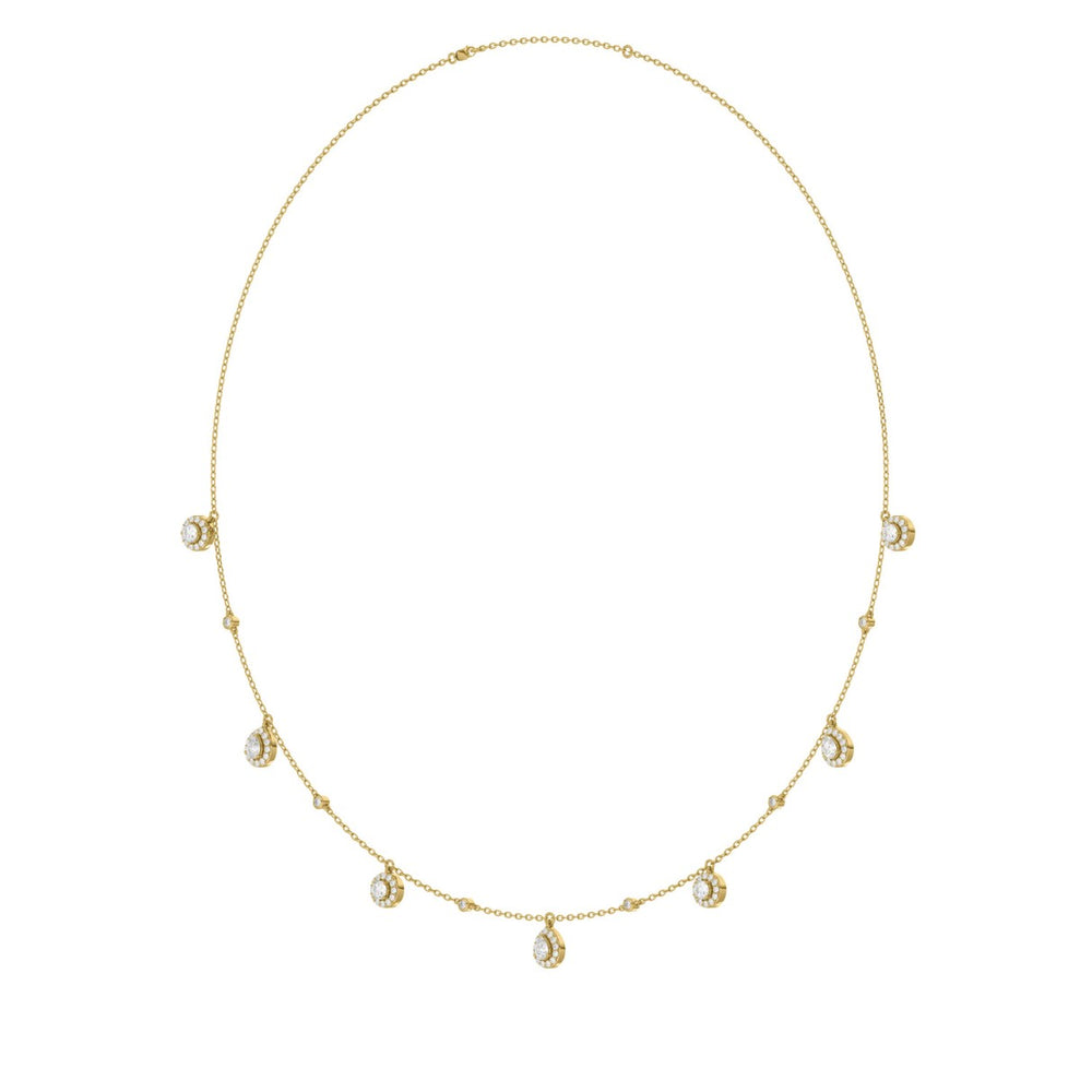14K YELLOW GOLD 1.00CT ROUND/PEAR DIAMOND LADIES NECKLACE
