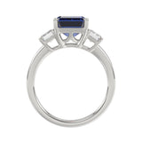 14K WHITE GOLD 5 1/3CT EMERALD/BLUE SAPPHIRE EMERALD CUT DIAMOND LADIES RING (CENTER STONE BLUE SAPPHIRE EMERALD DIAMOND 4 1/3CT)