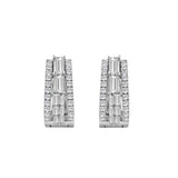 14K WHITE GOLD 1.00CT ROUND/BAGUETTE DIAMOND LADIES EARRINGS